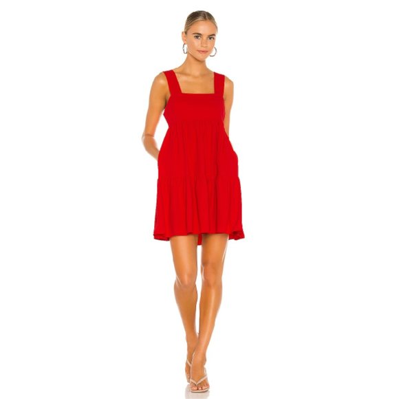 Sleeveless Tiered Babydoll Dress in Candy Apple Red by Amanda Uprichard - Picture 1 of 9
